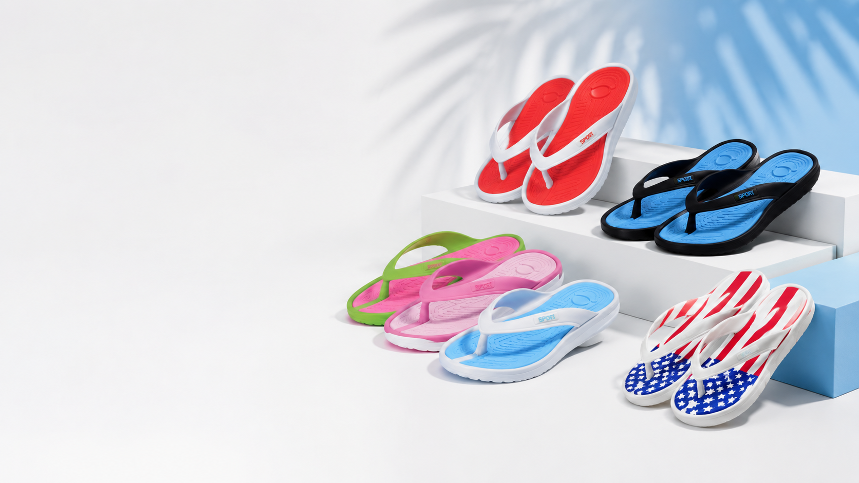 Colorful wholesale flip flops and sandals for summer demand